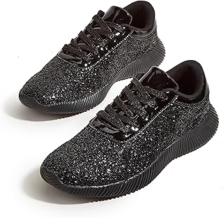 LUCKY STEP Women's Glitter Shoes Sparkly Lightweight Metallic Sequins Tennis Sneakers