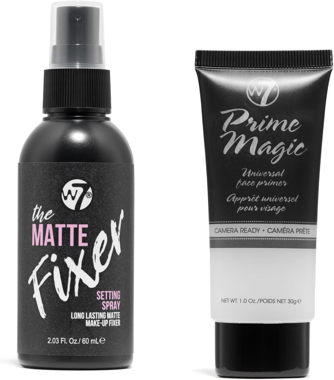 W7 Prime Magic & The Fixer Matte Set - Makeup Primer & Setting Spray Duo for a Smooth, Matte Finish - Pore Minimiser & Shine Control - Quick-Drying, Non-Sticky - Vegan & Cruelty-Free-0