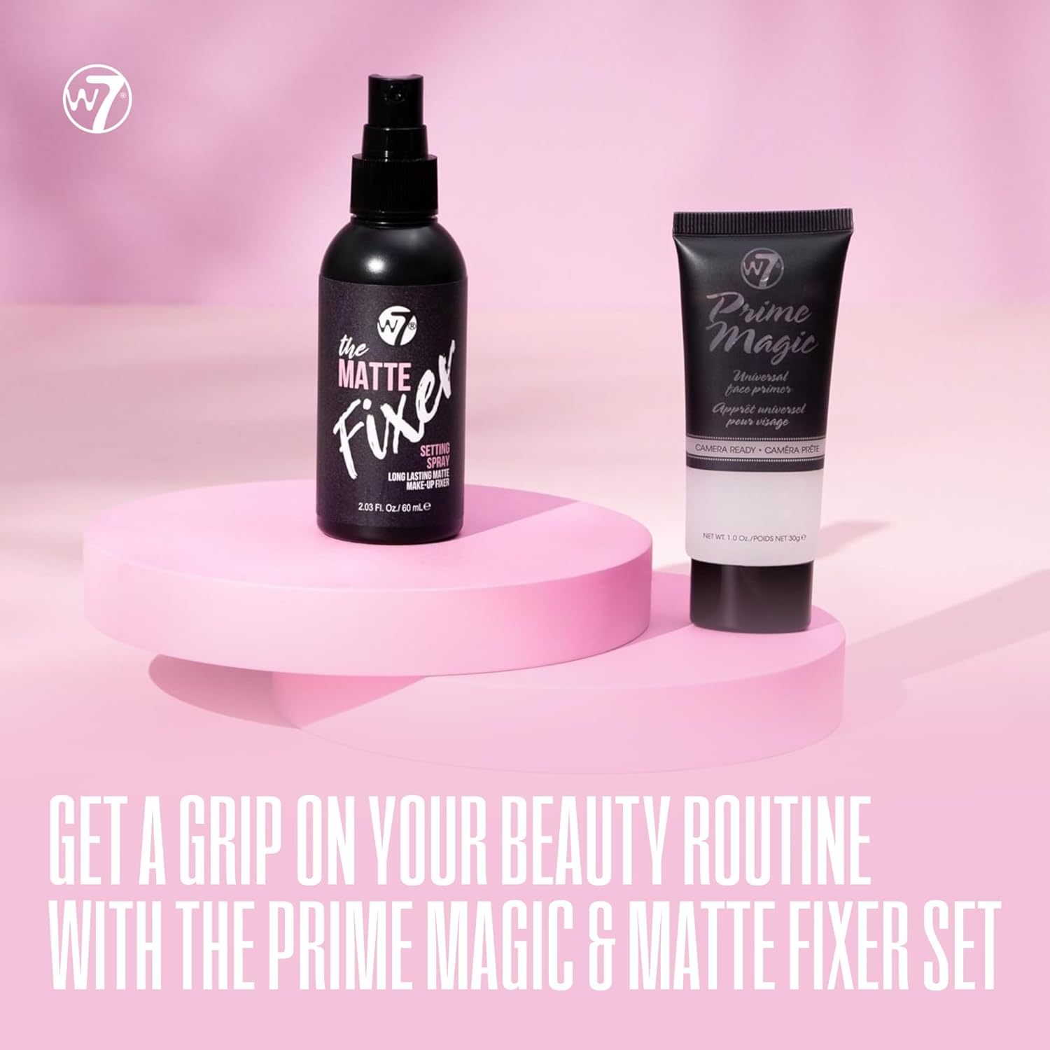 W7 Prime Magic & The Fixer Matte Set - Makeup Primer & Setting Spray Duo for a Smooth, Matte Finish - Pore Minimiser & Shine Control - Quick-Drying, Non-Sticky - Vegan & Cruelty-Free-1