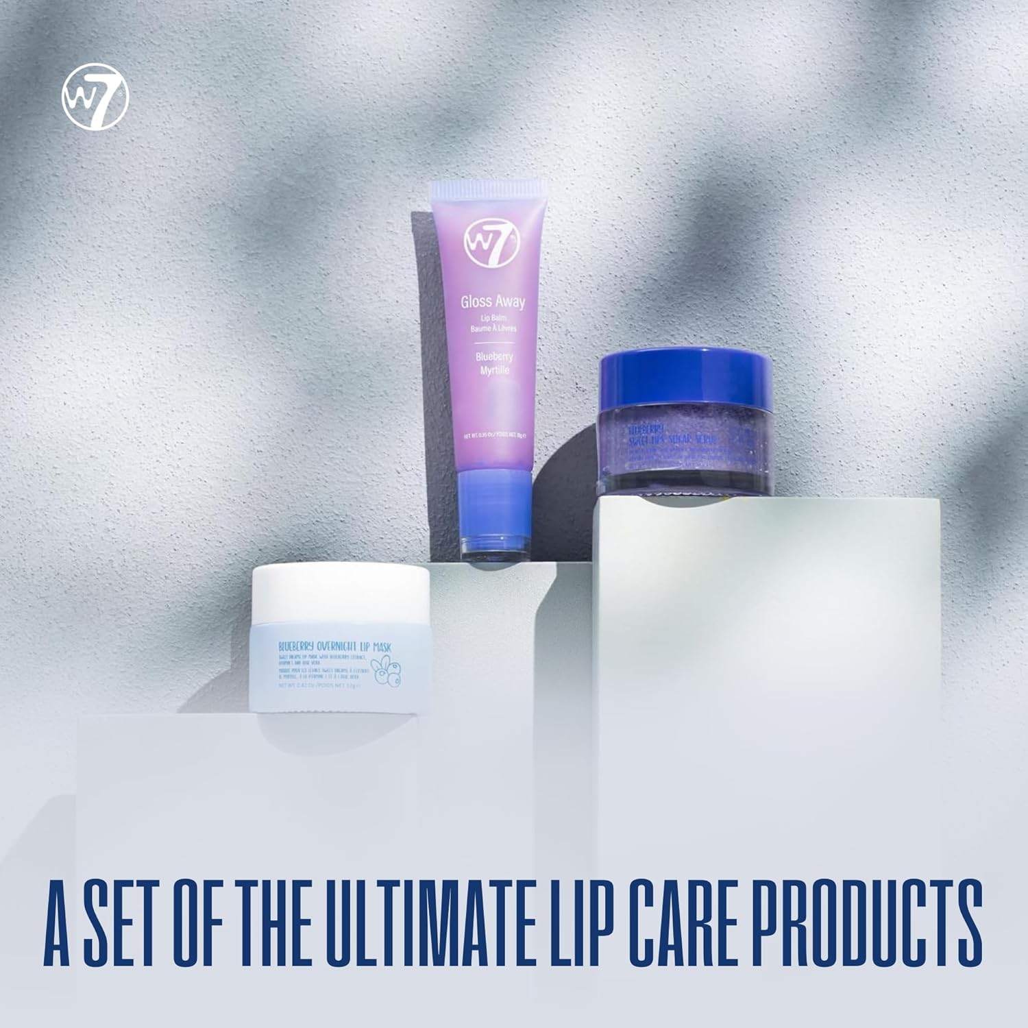 W7 Sweet Dreams Lip Care Trio - 3 Piece Set - Overnight Lip Mask, Lip Balm & Lip Scrub - Blueberry-1