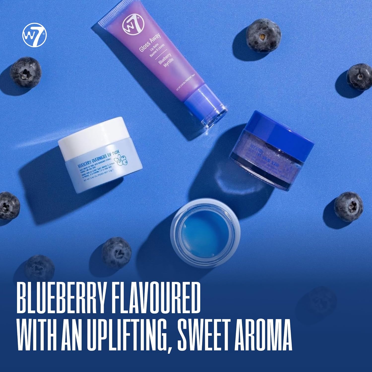 W7 Sweet Dreams Lip Care Trio - 3 Piece Set - Overnight Lip Mask, Lip Balm & Lip Scrub - Blueberry-2