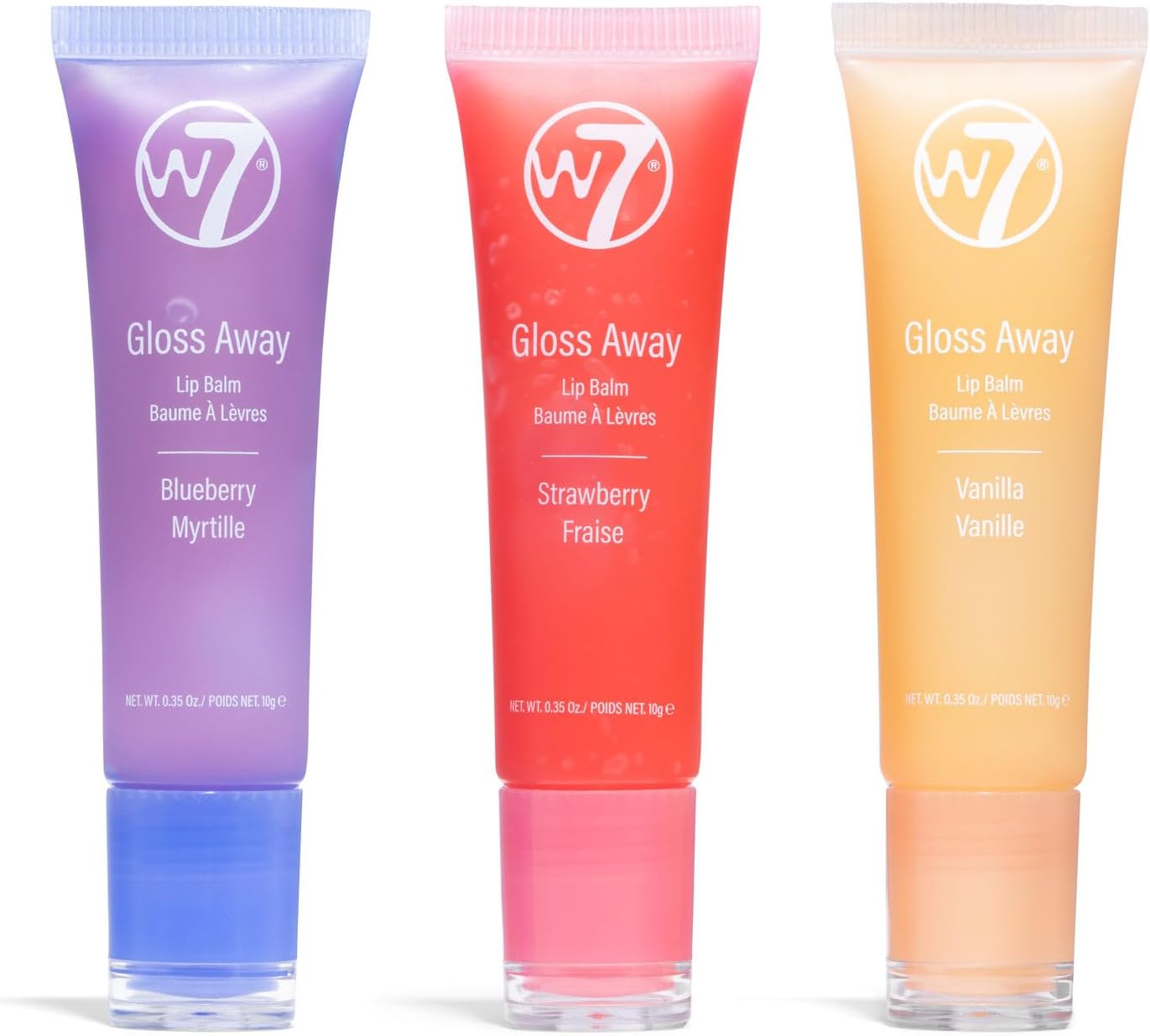 W7 Gloss Away Trio - Hydrating Lip Balm Set with Shea Butter & Fruit Extracts - Restores Chapped & Dry Lips - Vegan & Cruelty-Free - Blueberry, Vanilla, Strawberry-0