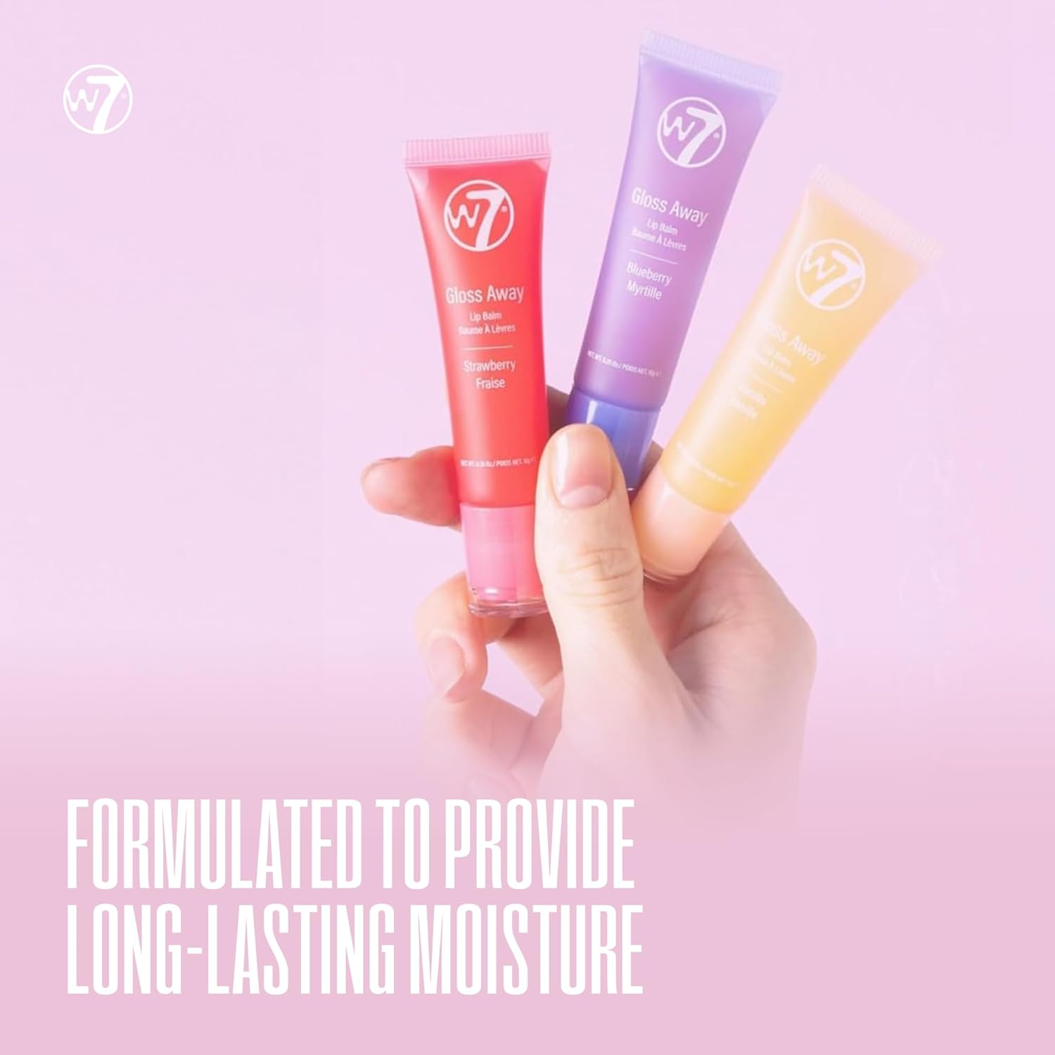 W7 Gloss Away Trio - Hydrating Lip Balm Set with Shea Butter & Fruit Extracts - Restores Chapped & Dry Lips - Vegan & Cruelty-Free - Blueberry, Vanilla, Strawberry-3