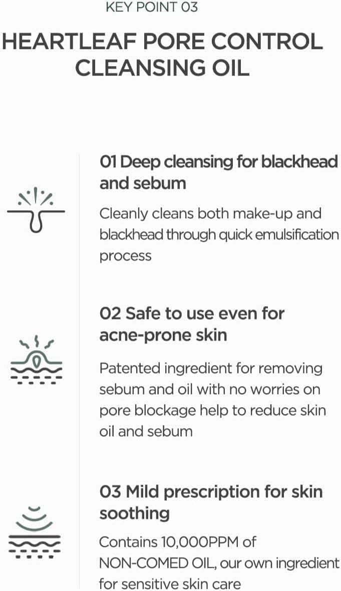 Anua Heartleaf Pore Control Cleansing Oil Korean Skin care Cleanser, Calming Skin, Refreshing, Daily Makeup Blackheads Removal (200ml) 6.76fl oz-2