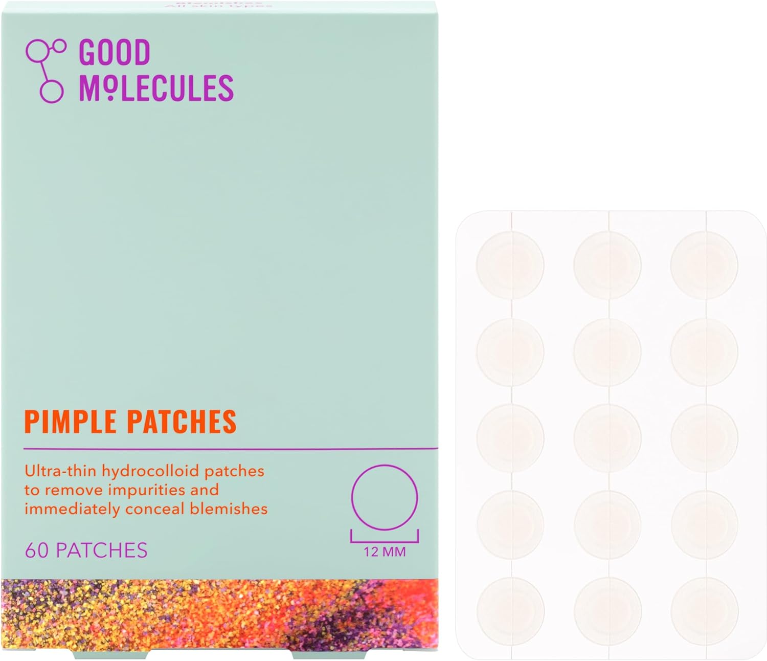 Good Molecules Pimple Patches (60 Patches) - Ultra-Thin Hydrocolloid Patches To Conceal Whiteheads, Blackheads And Blemishes, Target Ance and Impurities - Skin Care For Face With Cellulose And Pectin-0