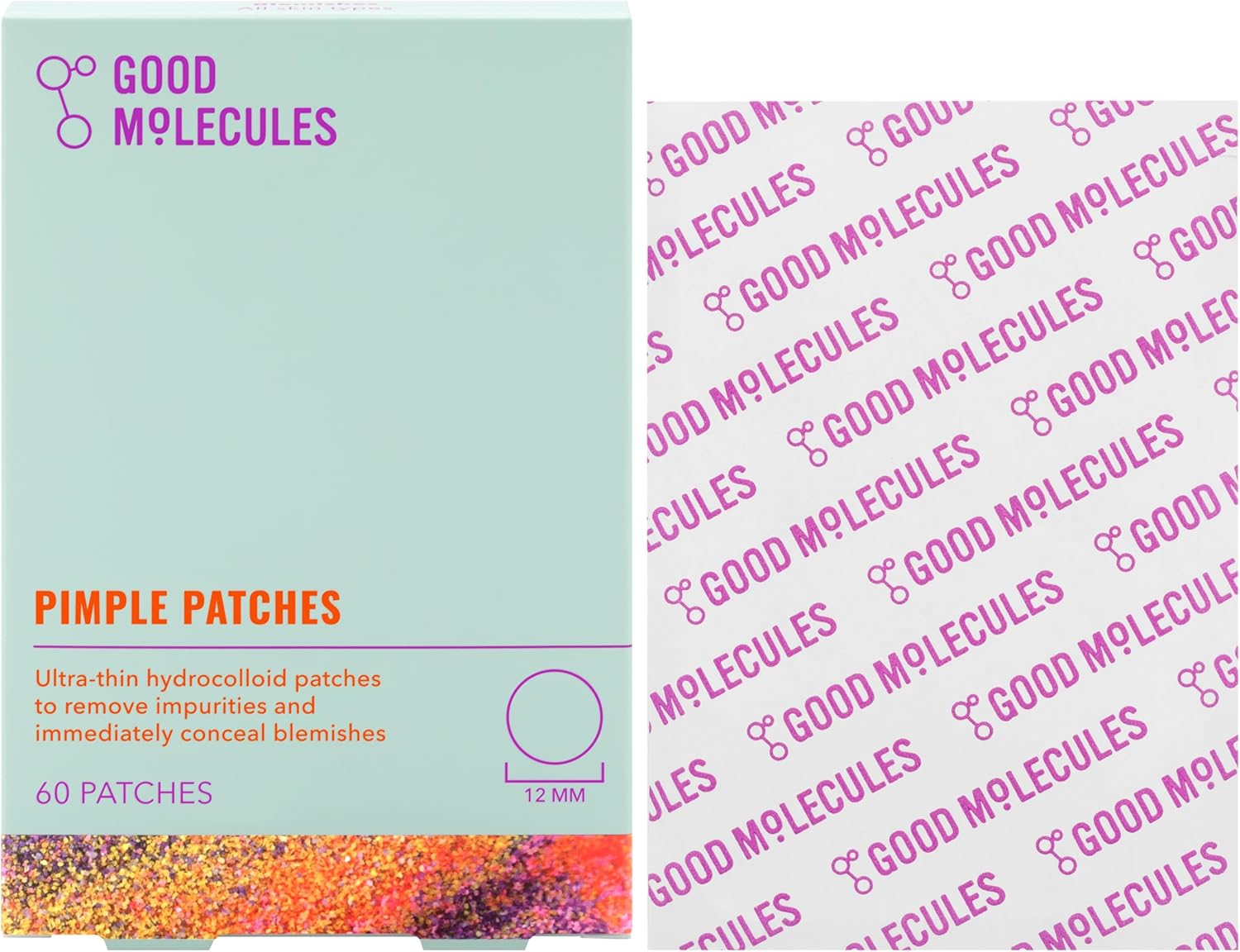 Good Molecules Pimple Patches (60 Patches) - Ultra-Thin Hydrocolloid Patches To Conceal Whiteheads, Blackheads And Blemishes, Target Ance and Impurities - Skin Care For Face With Cellulose And Pectin-1