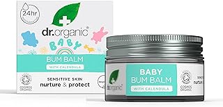 Dr Organic Baby Bum Balm with Calendula, Nappy Rash Cream, Sensitive Skin, Lanolin, Natural, Vegan, Dermatologically Tested, Cruelty-Free, Paraben & SLS Free, Certified Organic, 50ml