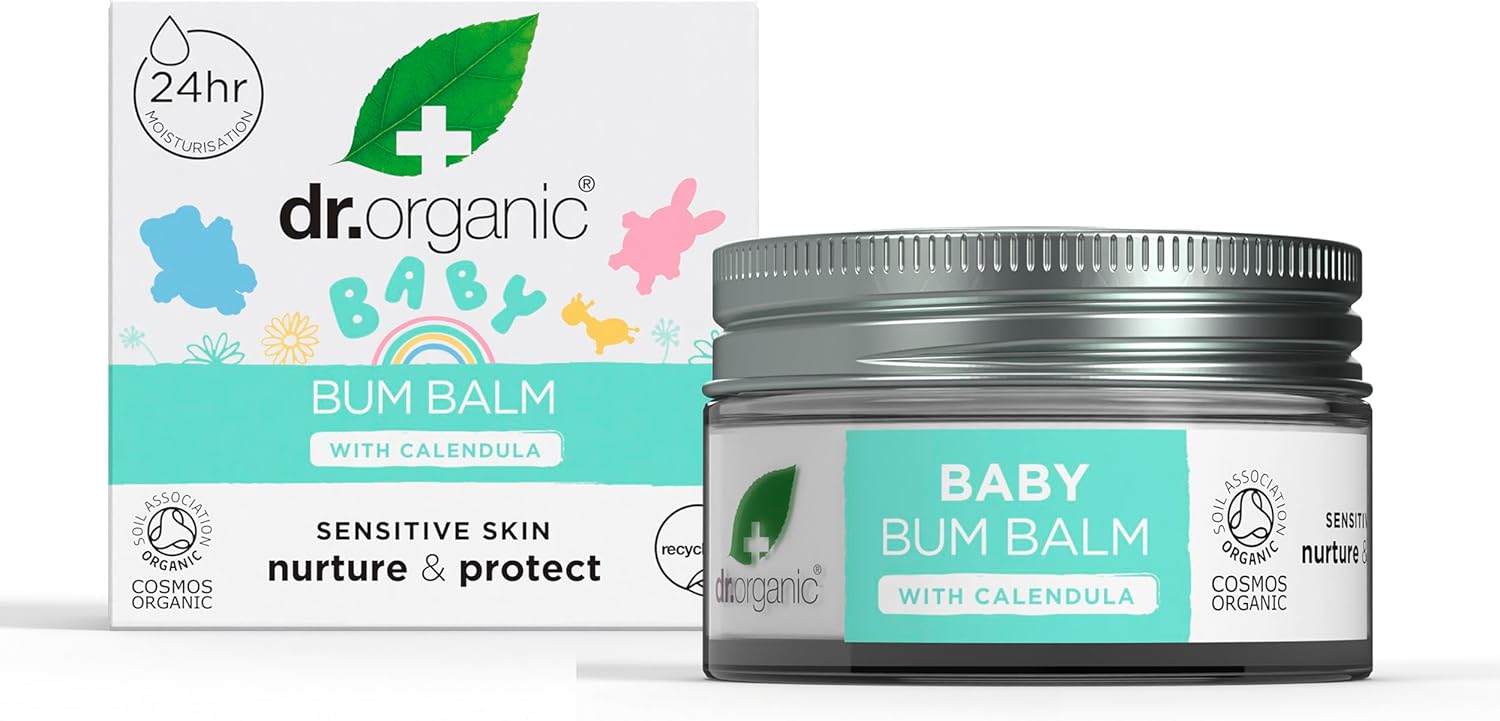 Dr Organic Baby Bum Balm with Calendula, Nappy Rash Cream, Sensitive Skin, Lanolin, Natural, Vegan, Dermatologically Tested, Cruelty-Free, Paraben & SLS Free, Certified Organic, 50ml-0