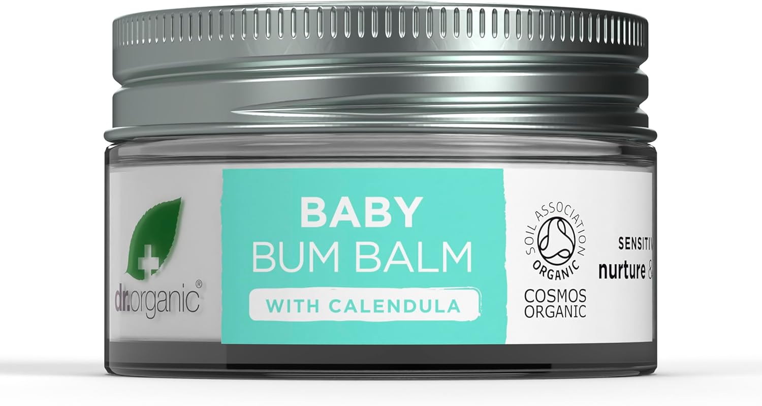 Dr Organic Baby Bum Balm with Calendula, Nappy Rash Cream, Sensitive Skin, Lanolin, Natural, Vegan, Dermatologically Tested, Cruelty-Free, Paraben & SLS Free, Certified Organic, 50ml-1