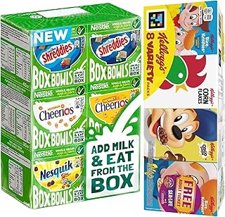 Cereal Bundle Consisting of Kellogg's 8 Variety Packs 196g & Nestle Box Bowls Cereals 6 Pack 214g (2 Pack)