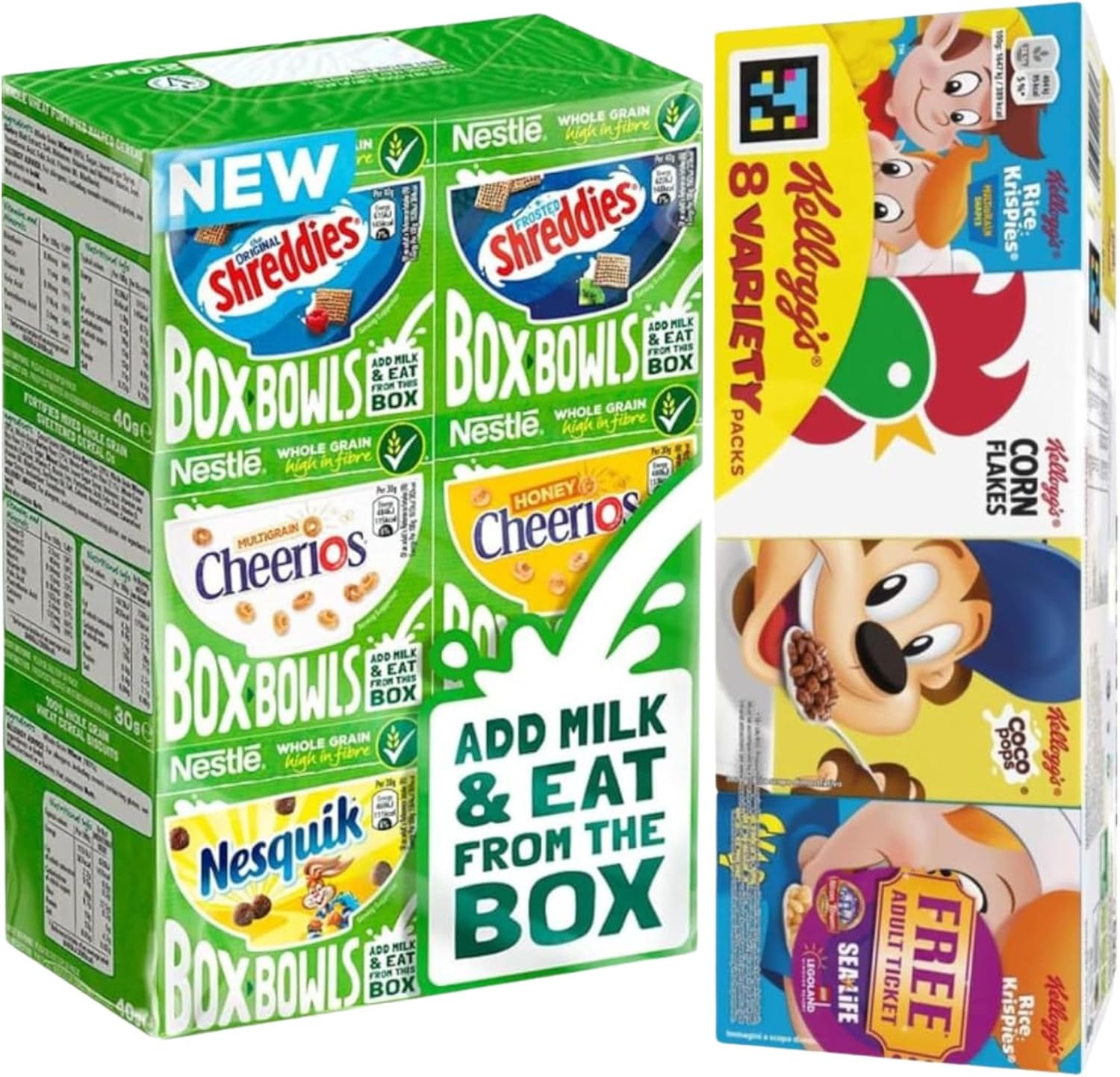 Cereal Bundle Consisting of Kellogg's 8 Variety Packs 196g & Nestle Box Bowls Cereals 6 Pack 214g (2 Pack)-0