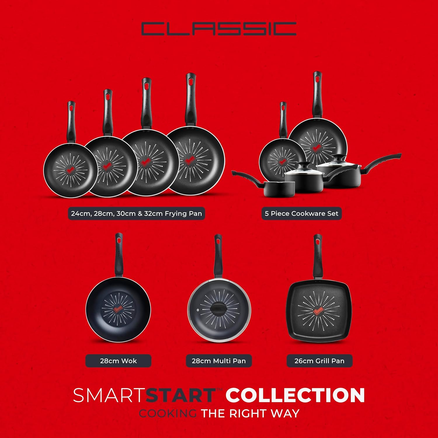 Tower T700304 SmartStart Classic 5 Piece Cookware Set with Easy Clean Aeroglide Non-Stick Coating, Oven Safe, Long Lasting, PFOA Free, Black-9