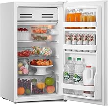 COMFEE' RCD93WH2(E) Under Counter Fridge, 93L Small Fridge with Cooler Box, Interior Light, Removable Glass Shelf, Reversible Door Hinge, Adjustable Legs, Standard Refrigerator White