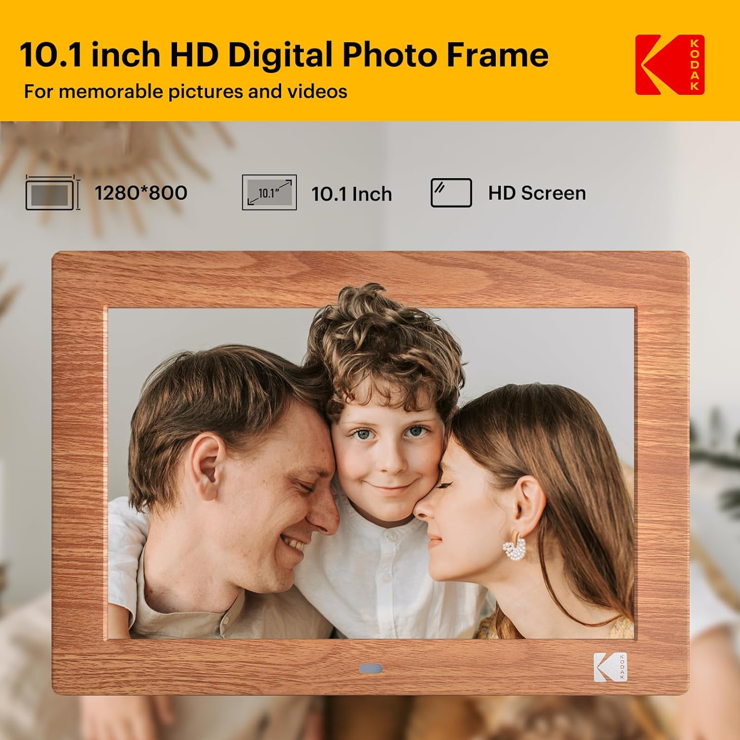 KODAK Digital Photo Frame 10 Inch, No WiFi Digital Picture Frame with Remote Control, Electronic Digital Frame with 1280*800 High Resolution IPS Screen, Images/Videos/Music Player, Auto Switch ON/OFF-1