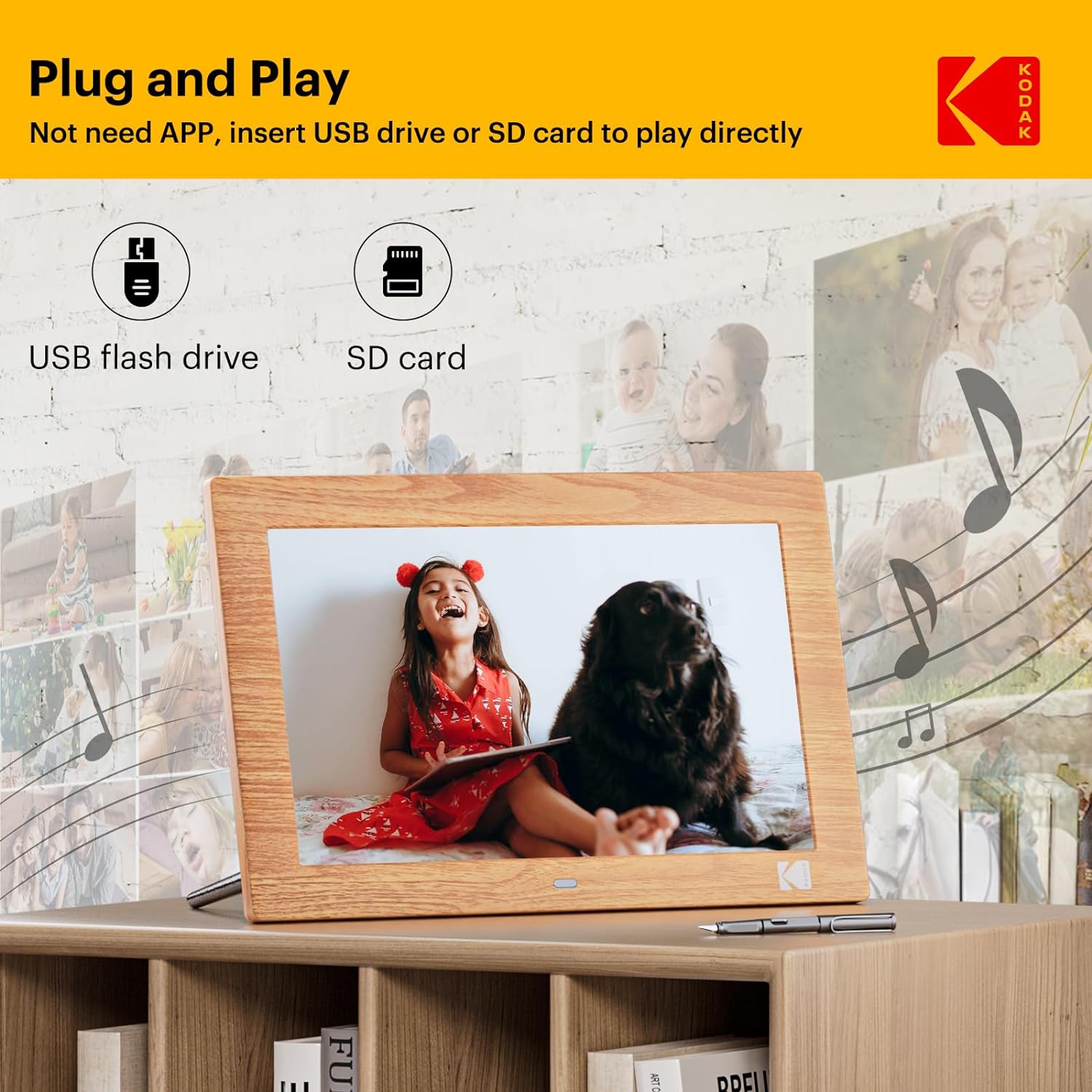 KODAK Digital Photo Frame 10 Inch, No WiFi Digital Picture Frame with Remote Control, Electronic Digital Frame with 1280*800 High Resolution IPS Screen, Images/Videos/Music Player, Auto Switch ON/OFF-4