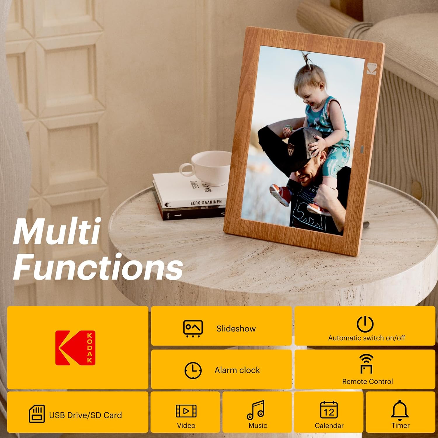 KODAK Digital Photo Frame 10 Inch, No WiFi Digital Picture Frame with Remote Control, Electronic Digital Frame with 1280*800 High Resolution IPS Screen, Images/Videos/Music Player, Auto Switch ON/OFF-5