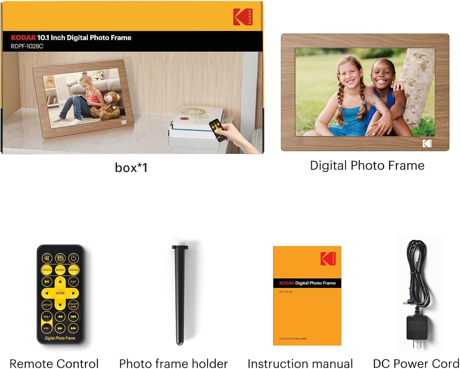 KODAK Digital Photo Frame 10 Inch, No WiFi Digital Picture Frame with Remote Control, Electronic Digital Frame with 1280*800 High Resolution IPS Screen, Images/Videos/Music Player, Auto Switch ON/OFF-6