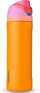 Owala FreeSip Insulated Stainless Steel Water Bottle with Straw for Sports and Travel, BPA Free 24oz, Orchid/Orange (Tropical)