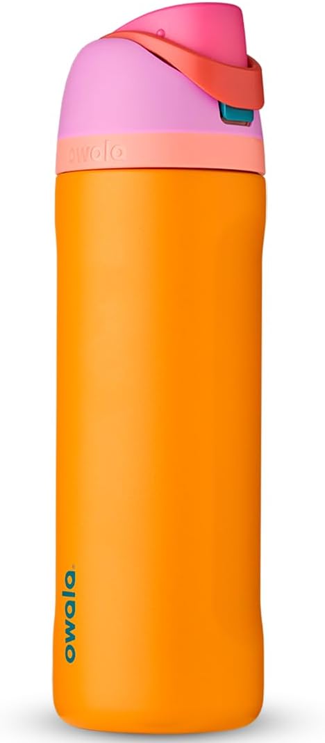 Owala FreeSip Insulated Stainless Steel Water Bottle with Straw for Sports and Travel, BPA Free 24oz, Orchid/Orange (Tropical)-0