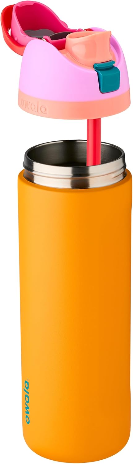 Owala FreeSip Insulated Stainless Steel Water Bottle with Straw for Sports and Travel, BPA Free 24oz, Orchid/Orange (Tropical)-1