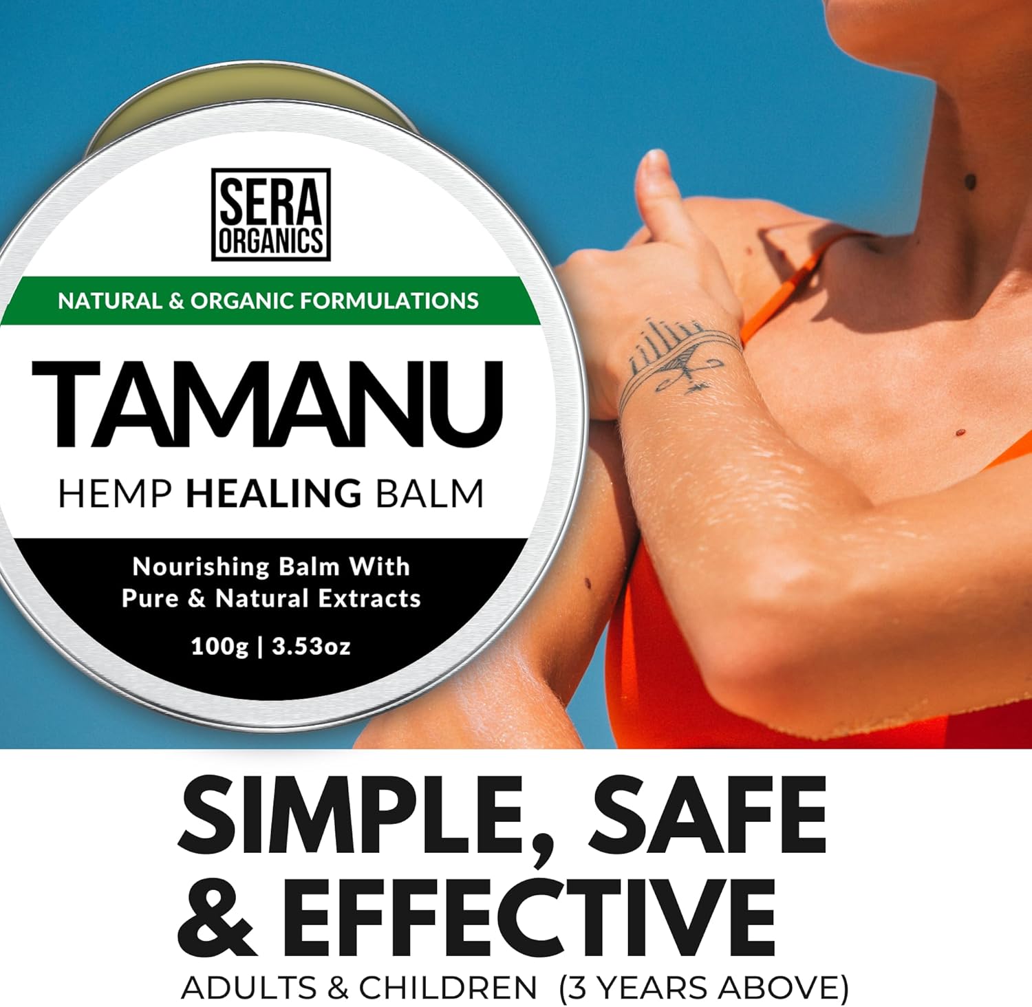 Sera Organics Tamanu & Hemp Cream - Natural Soothing Balm for Dry, Itchy Skin, Eczema, Psoriasis, Dermatitis - Organic, Handcrafted in the UK (100g)-7