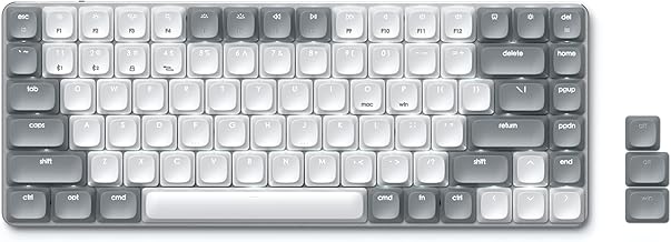 Satechi SM1 75% Mechanical Keyboard, LED Backlit Bluetooth Keyboard, 84 Keys Compact Wireless Keyboard, Gaming Keyboard for Mac and Windows - Light Grey/White