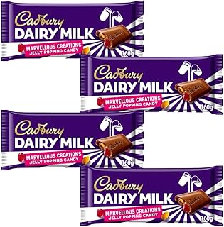 Popping Candy Chocolate Bar Bundle With Dairy Milk Marvellous Creations Jelly Popping Candy Beans 160g (4 Pack)