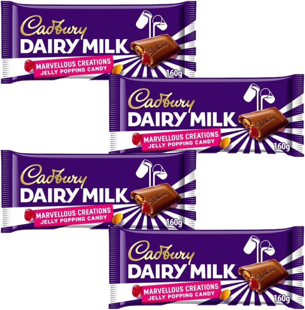 Popping Candy Chocolate Bar Bundle With Dairy Milk Marvellous Creations Jelly Popping Candy Beans 160g (4 Pack)-0