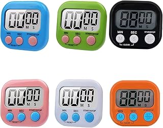 Kyzistn 6 Pack Digital Kitchen Timer, Magnetic Kitchen Timer, Big Digits Loud Alarm Magnetic Back Count Up Countdown Timer with ON/Off Switch for Students, Cooking, Baking