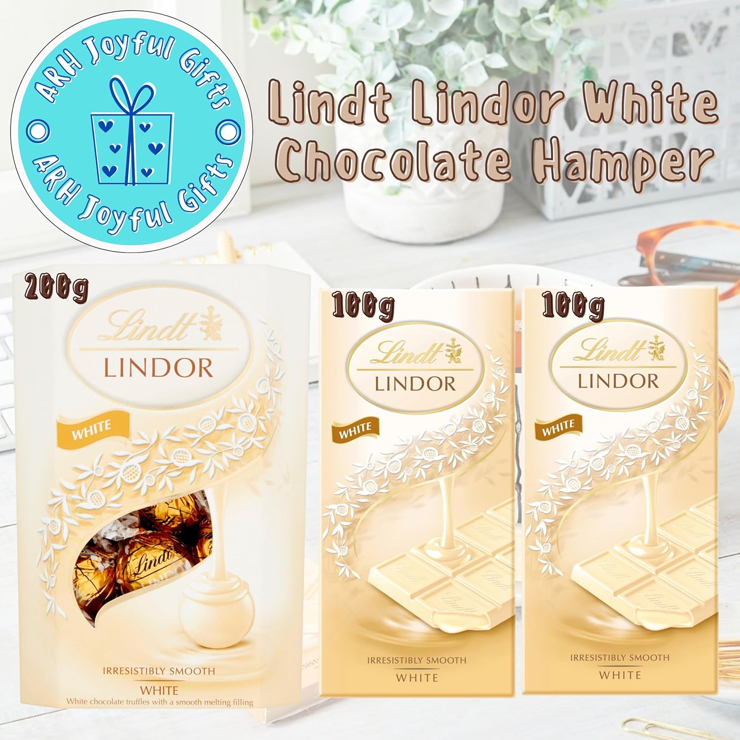 White Chocolate Hamper with White Chocolate Truffles 200g and Bars 100g x2 - An Ideal Chocolate Gift for All Occasions-1