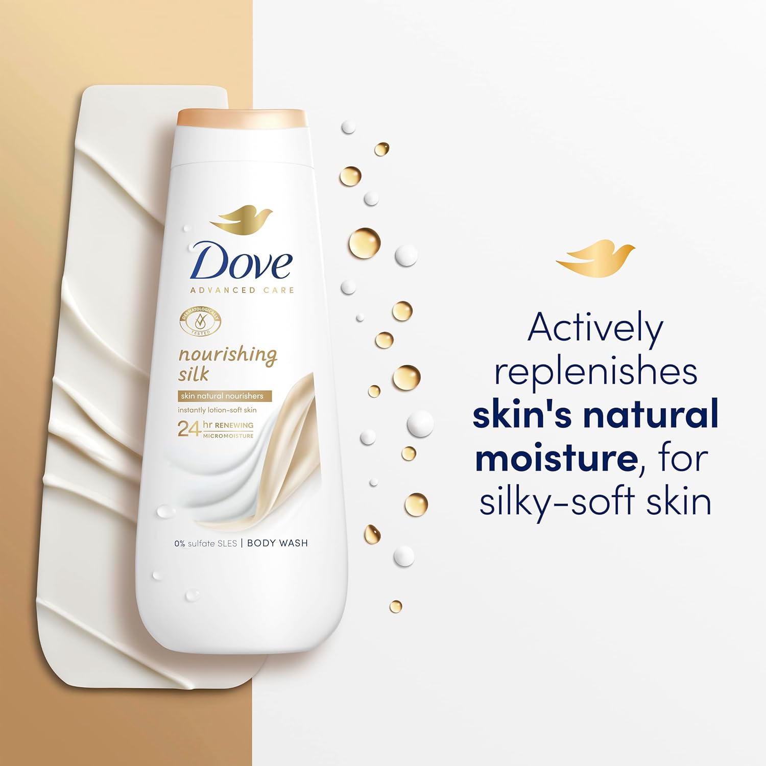 Dove Advanced Care Nourishing Silk Body Wash Body Cleanser shower gel with skin-natural nutrients for instantly silky-soft skin 6x 400 ml-1