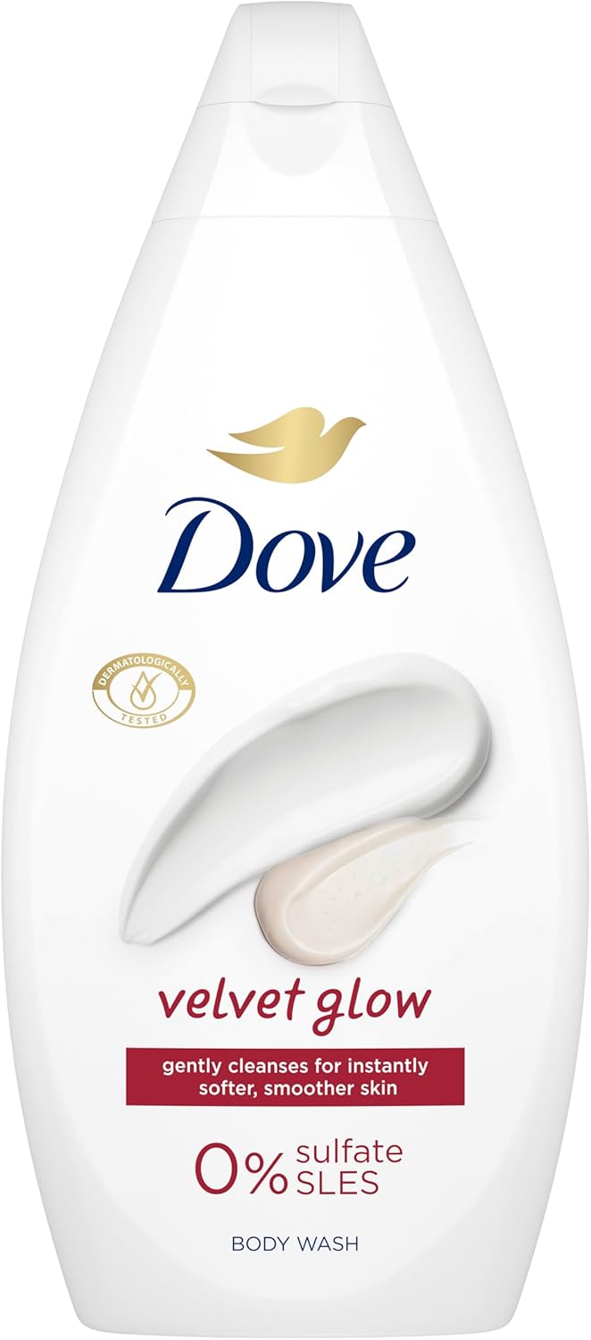 Dove Velvet Glow Body Wash Body Cleanser shower gel with plant-based moisturisers for softer, smoother skin after one shower 6x 450 ml-1