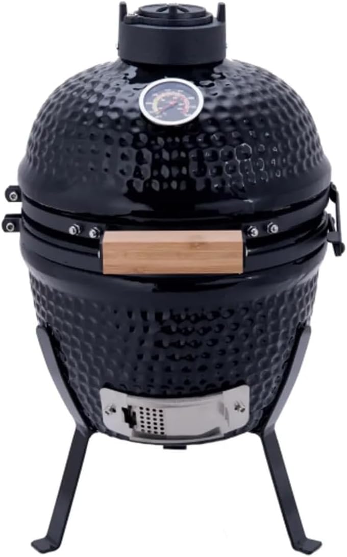 Suprills 13'' Ceramic Kamado Barbecue Grill - Black Smoker Oven, BBQ Charcoal, Barbeque Grill Outdoor, Kamado BBQ Charcoal Grill, Egg BBQ for Cooking, Smoking & Baking, Portable Oven and Smoker-0