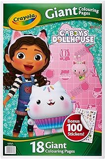 CRAYOLA Giant Colouring Book - Gabby's Dollhouse | 18 Pages of Gabby's Dollhouse Colouring Fun | Includes 100 Stickers | Ideal for Kids Aged 3+