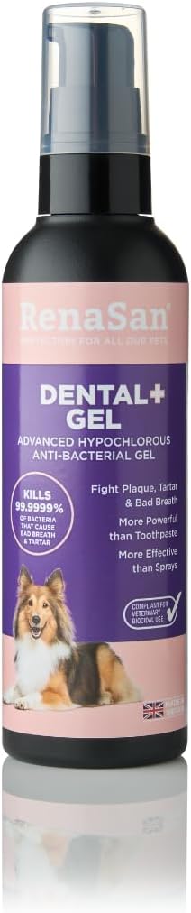 RenaSan Dental Gel, Advanced Pet Oral Care, Removes the cause of Bad Breath, Plaque & Tartar, Soothes and Protects Gums, Fights Infection, Protects Wounds, Antibacterial, Antifungal, Antiviral (100ml)-0