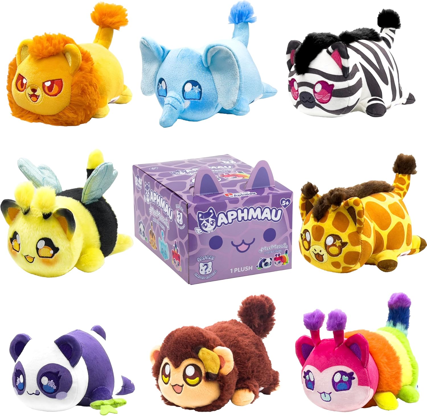 Aphmau 65555 6 Mystery Plush – Series YouTube Gaming Channel, Blind Box, 1 of 8 Possible Safari MeeMeows, Official Merch, Multicolour-0