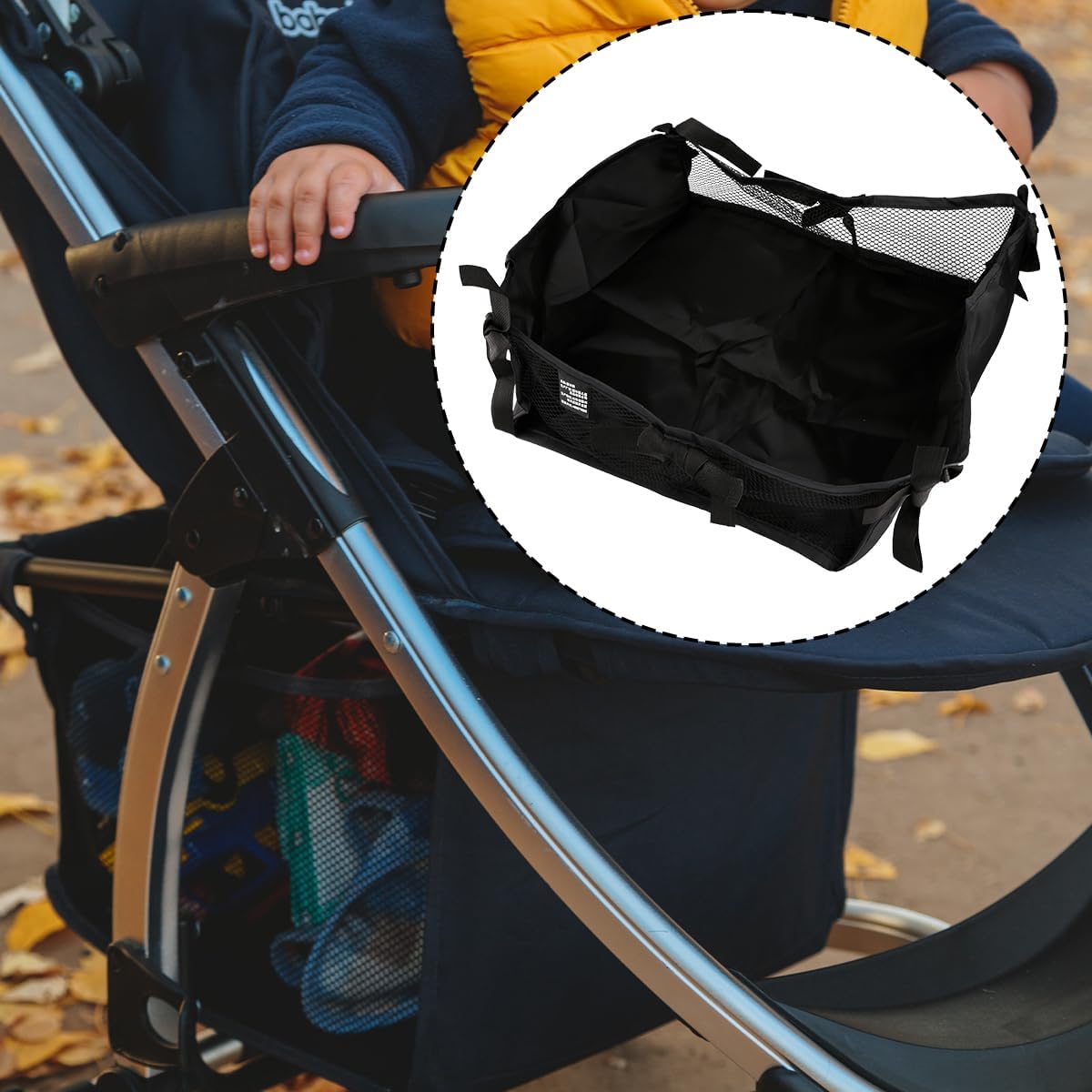 Vanyibro Stroller Storage Bag,Universal Stroller Storage Basket,Durable Polyester Bottom Basket for Storing Baby Product-1