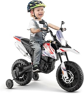 Maxmass Kids Electric Motorcycle, 12V Aprilia Licensed Battery Powered Electric Motorbike with Motor Bike, Music, Lights, USB, Wireless Function, Children Ride on Toy Car for 3-8 Years Old (White)