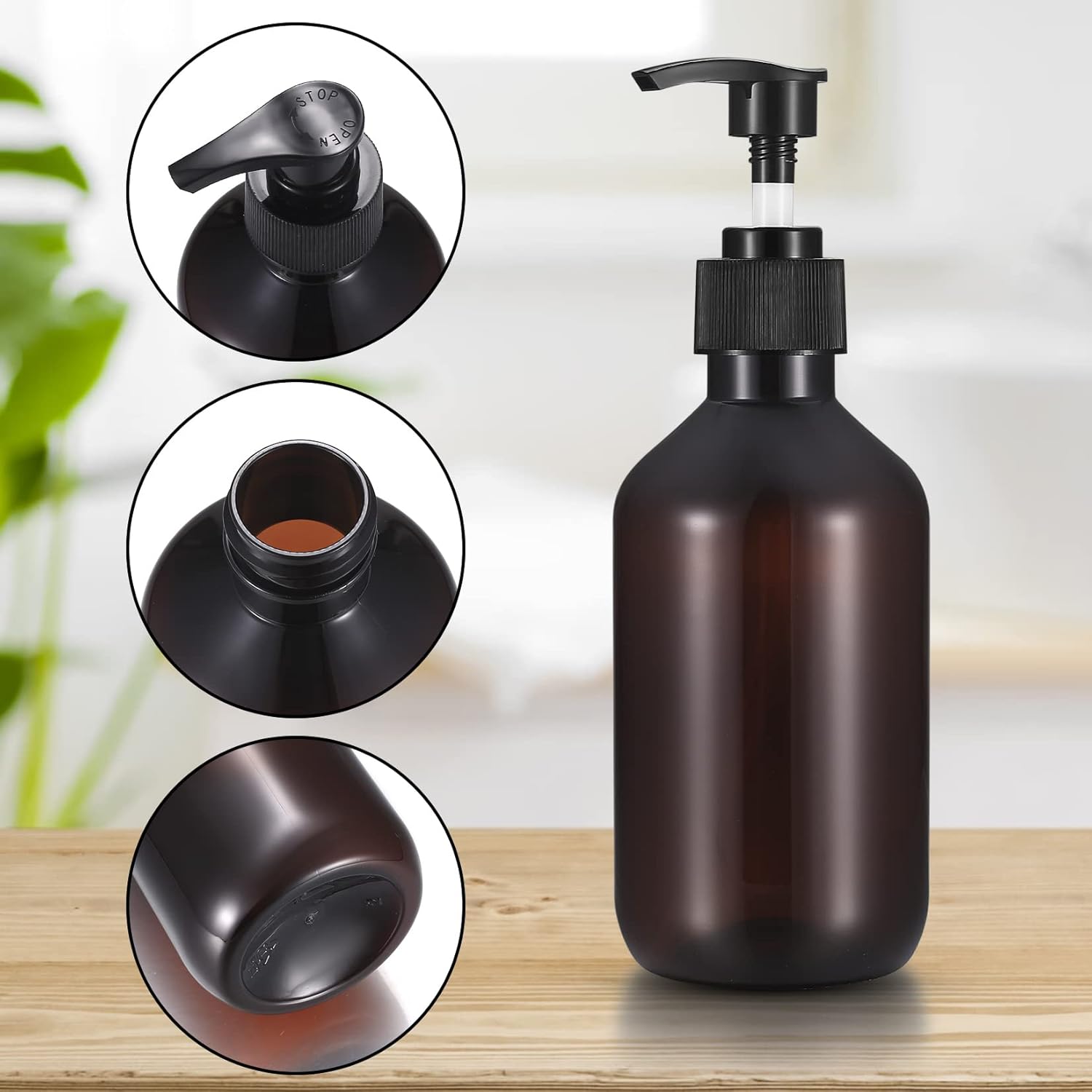 3 Pcs Pump Bottle Dispenser, 300ML/10.5oz Hand Wash Dispenser, Liquid Dish Soap Hand Soap Dispenser Bottle with Pump, Refillable Empty Pump Bottles for Kitchen Bathroom Lotions Shampoo Conditioner-2