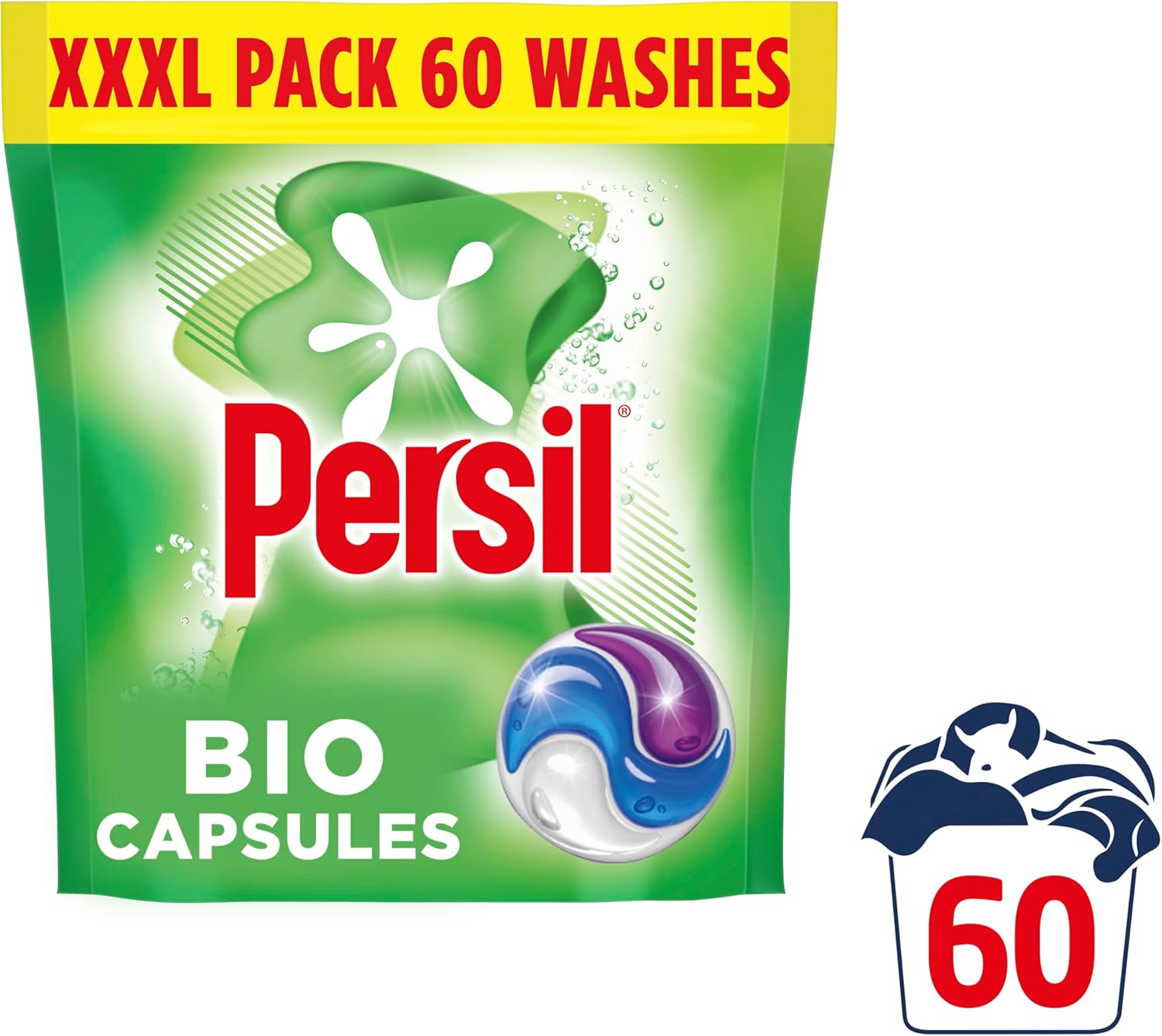 Persil Bio 3 in 1 Washing Capsules 1st time removal of tough stains outstanding stain removal in quick & cold washes 60 washes-1