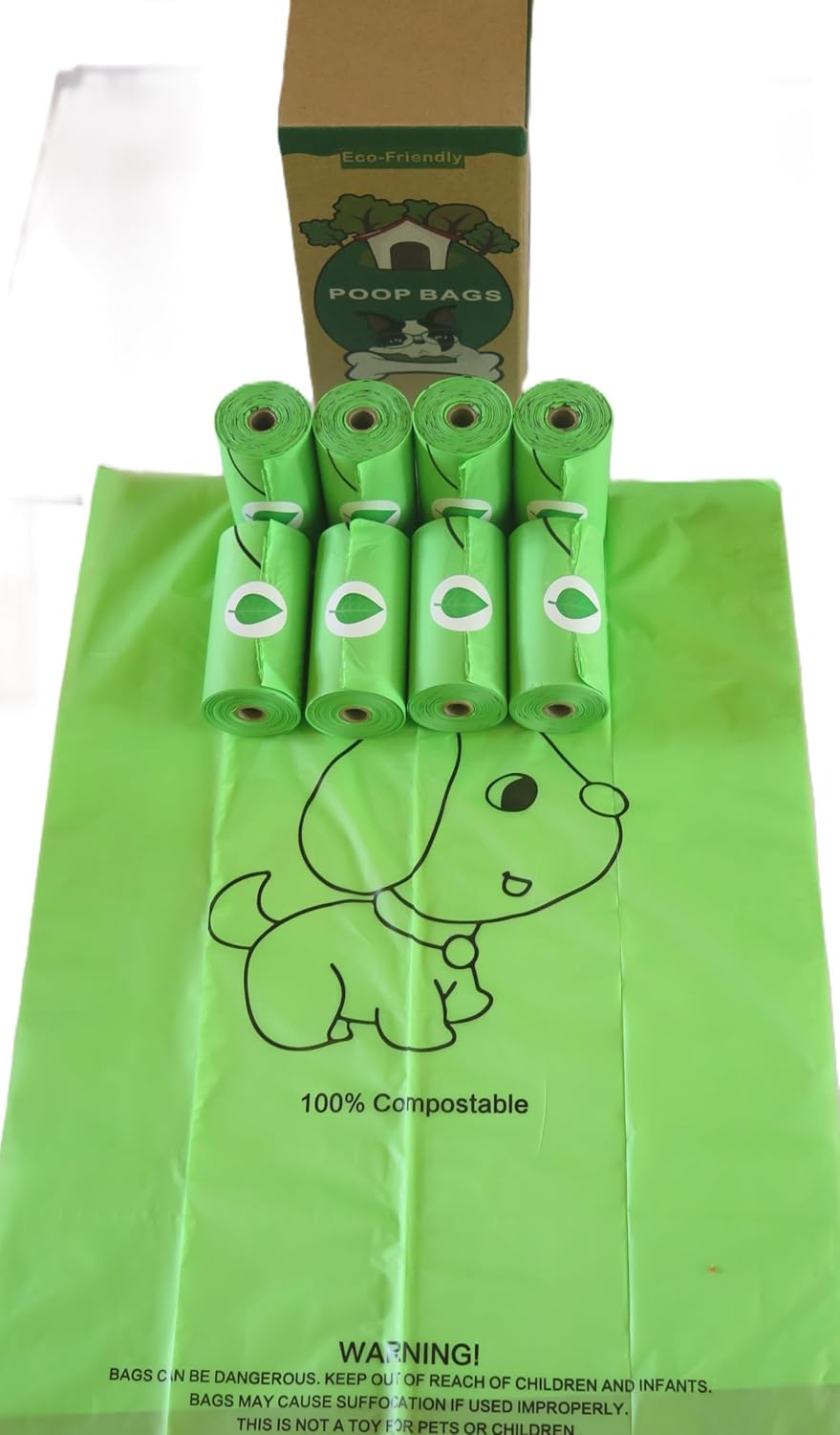 Compostable, Biodegradable, Cornstarch-Based, Eco-Friendly Dog Poo Bags | 8 rolls/120 bags-2