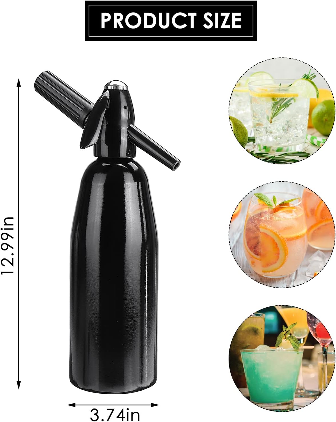 Sparkling Water Maker,1L Soda Maker,Soda Siphon Bottle with Pressure Regulator,Portable Water Maker for Soda Water with Aluminum Sprinkler for Homemade Juices,Mojitos,Cocktails,Beverages-1