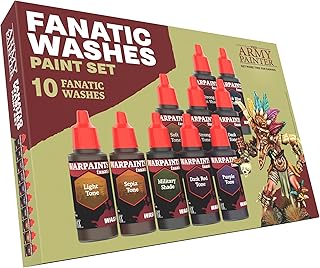 The Army Painter, Warpaints Fanatic Washes Paint Set, 10 x 18 ml Acrylic Paint - Model Paint Washes and Shades for Miniature Models, Warhammer & Dnd miniatures