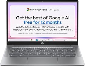 HP Chromebook Plus 14" , Intel Core i3 N-series Processor , 8 GB RAM , 256 GB Flash Storage , Intel UHD Graphics , FHD Display , Up to 11hrs battery , Chrome OS , Dual Speakers , Silver , 14a-nf0000sa