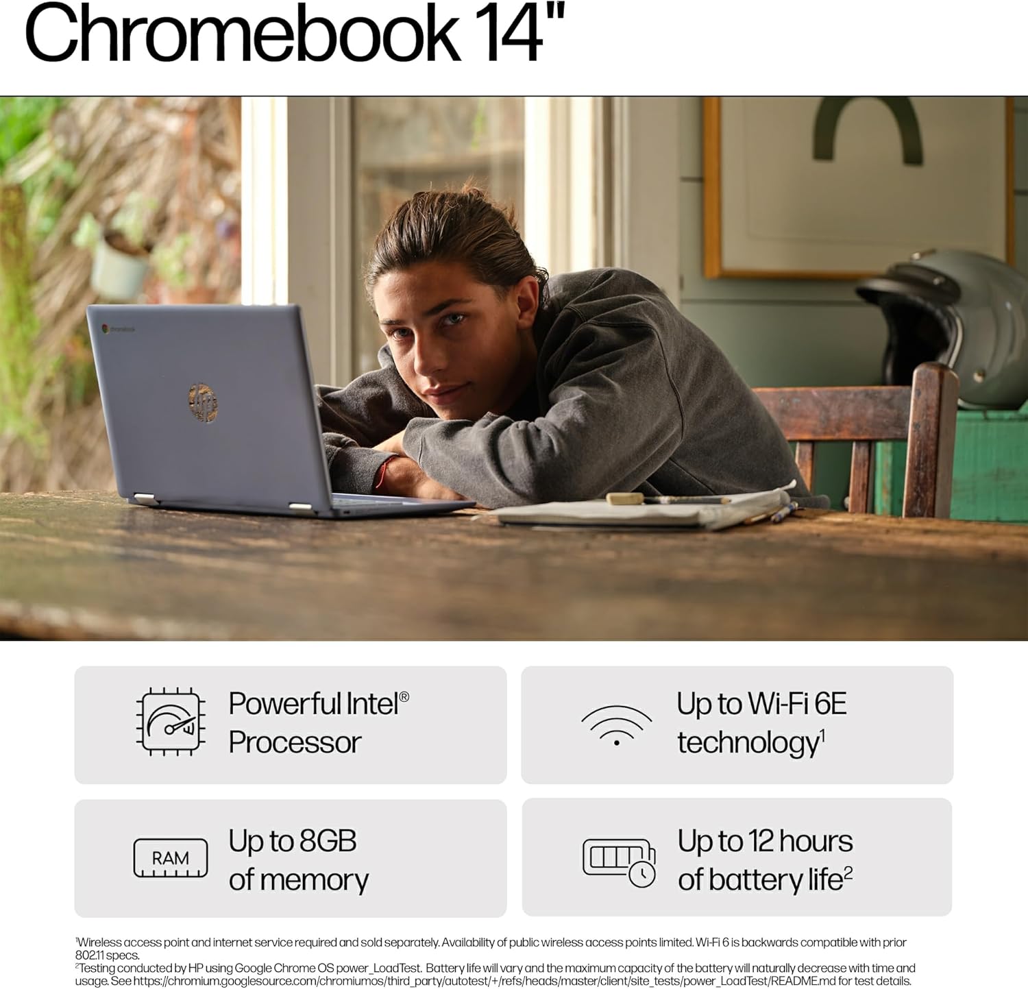 HP Chromebook Plus 14" , Intel Core i3 N-series Processor , 8 GB RAM , 256 GB Flash Storage , Intel UHD Graphics , FHD Display , Up to 11hrs battery , Chrome OS , Dual Speakers , Silver , 14a-nf0000sa-3