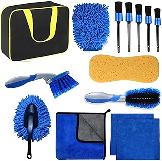 La Comvi Car Cleaning Kit 14 Pcs - Car washing kit - Car Cleaning Products Interior & Exterior accessories (5 Wheel Brush, Wash Mitt)- VAN Detailing Kit - Car Care Gift sets for men/Women