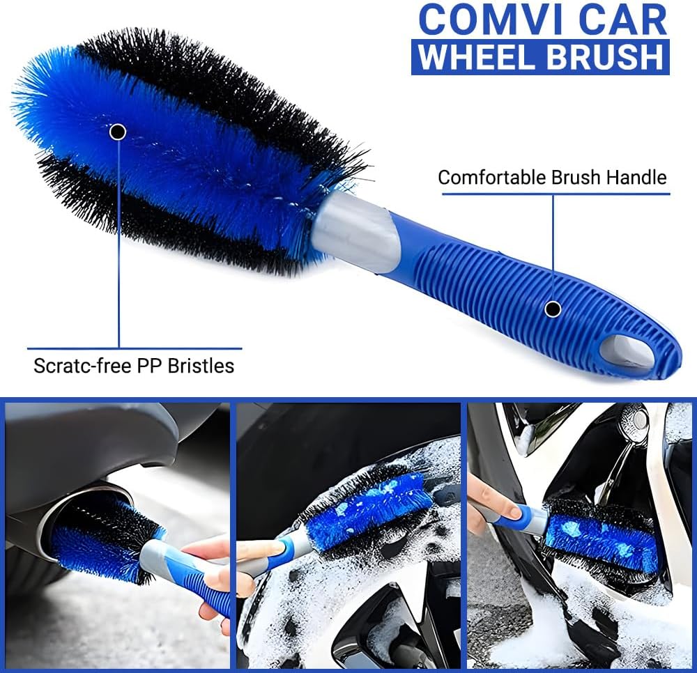 La Comvi Car Cleaning Kit 14 Pcs - Car washing kit - Car Cleaning Products Interior & Exterior accessories (5 Wheel Brush, Wash Mitt)- VAN Detailing Kit - Car Care Gift sets for men/Women-1