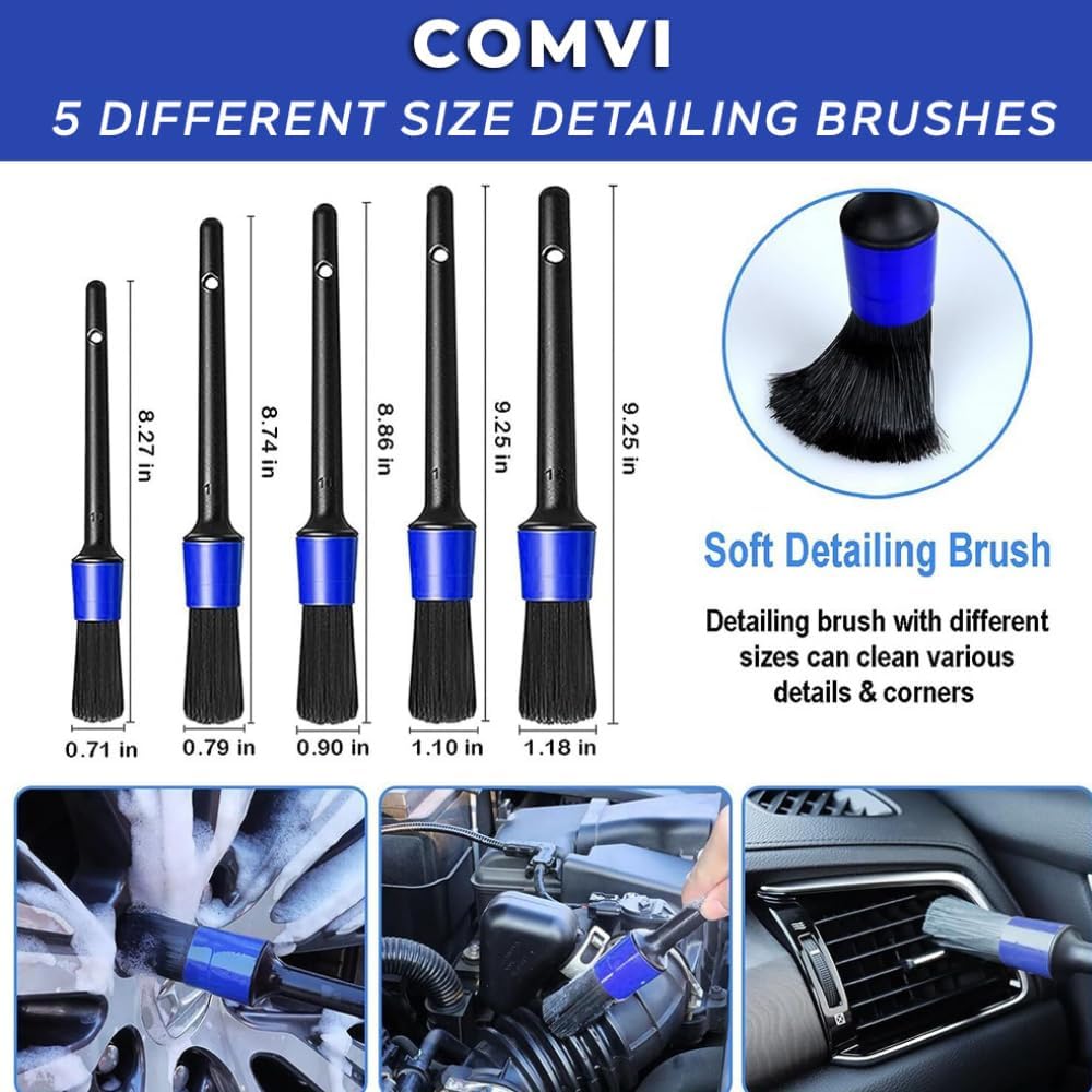 La Comvi Car Cleaning Kit 14 Pcs - Car washing kit - Car Cleaning Products Interior & Exterior accessories (5 Wheel Brush, Wash Mitt)- VAN Detailing Kit - Car Care Gift sets for men/Women-2