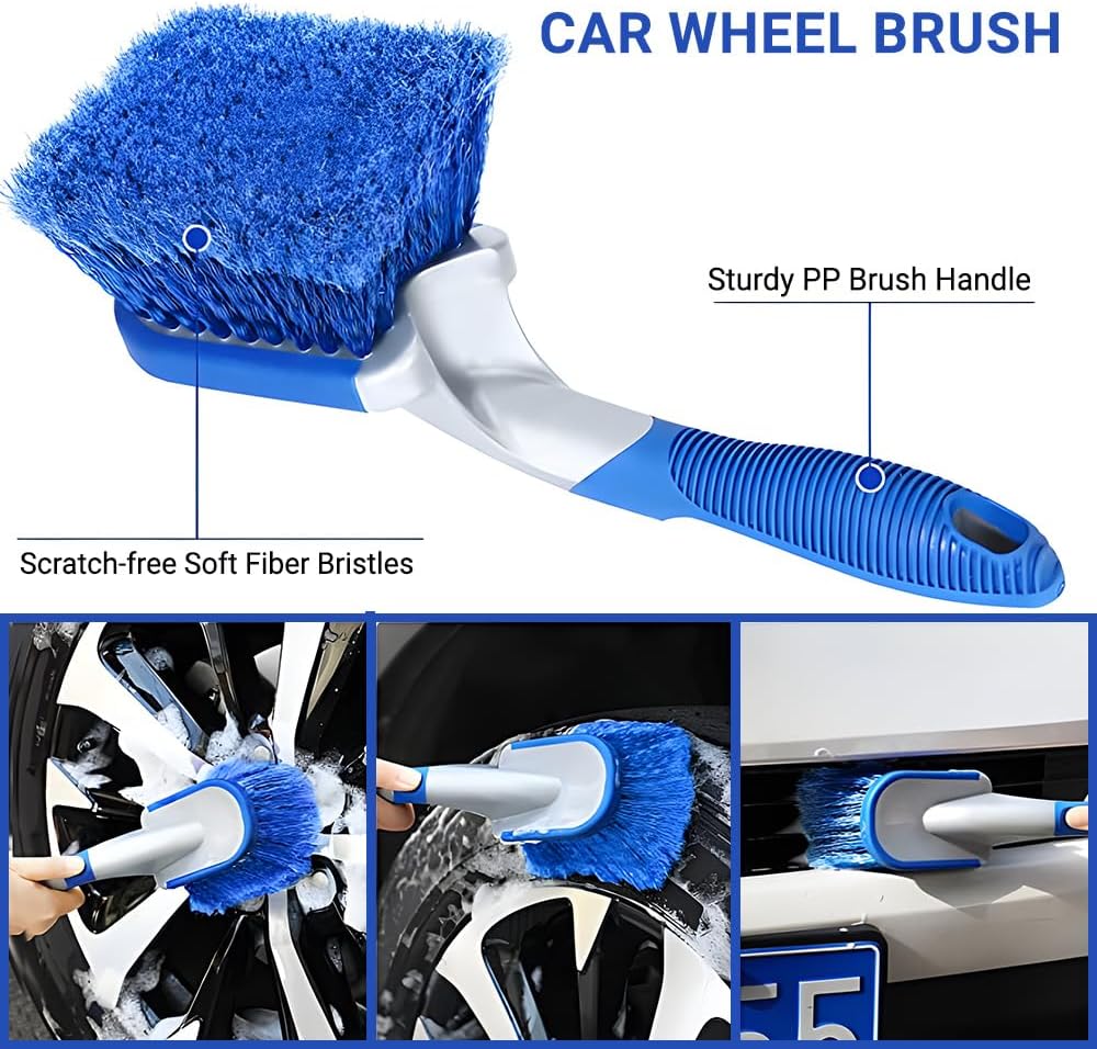 La Comvi Car Cleaning Kit 14 Pcs - Car washing kit - Car Cleaning Products Interior & Exterior accessories (5 Wheel Brush, Wash Mitt)- VAN Detailing Kit - Car Care Gift sets for men/Women-4