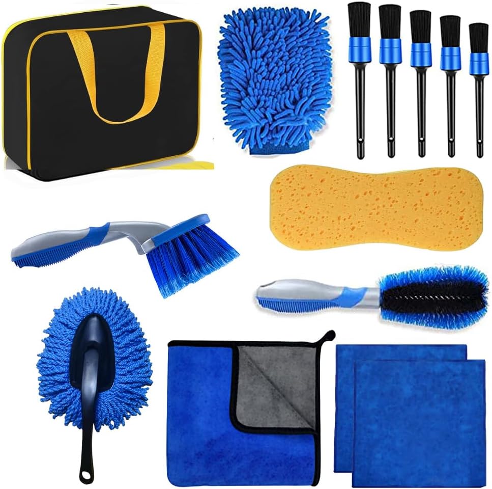 La Comvi Car Cleaning Kit 14 Pcs - Car washing kit - Car Cleaning Products Interior & Exterior accessories (5 Wheel Brush, Wash Mitt)- VAN Detailing Kit - Car Care Gift sets for men/Women-5